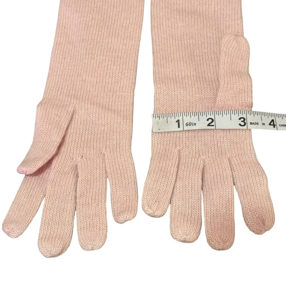 Vintage Portolano Womens Pink Knit Cashmere Gloves Stretch Fit Size 7